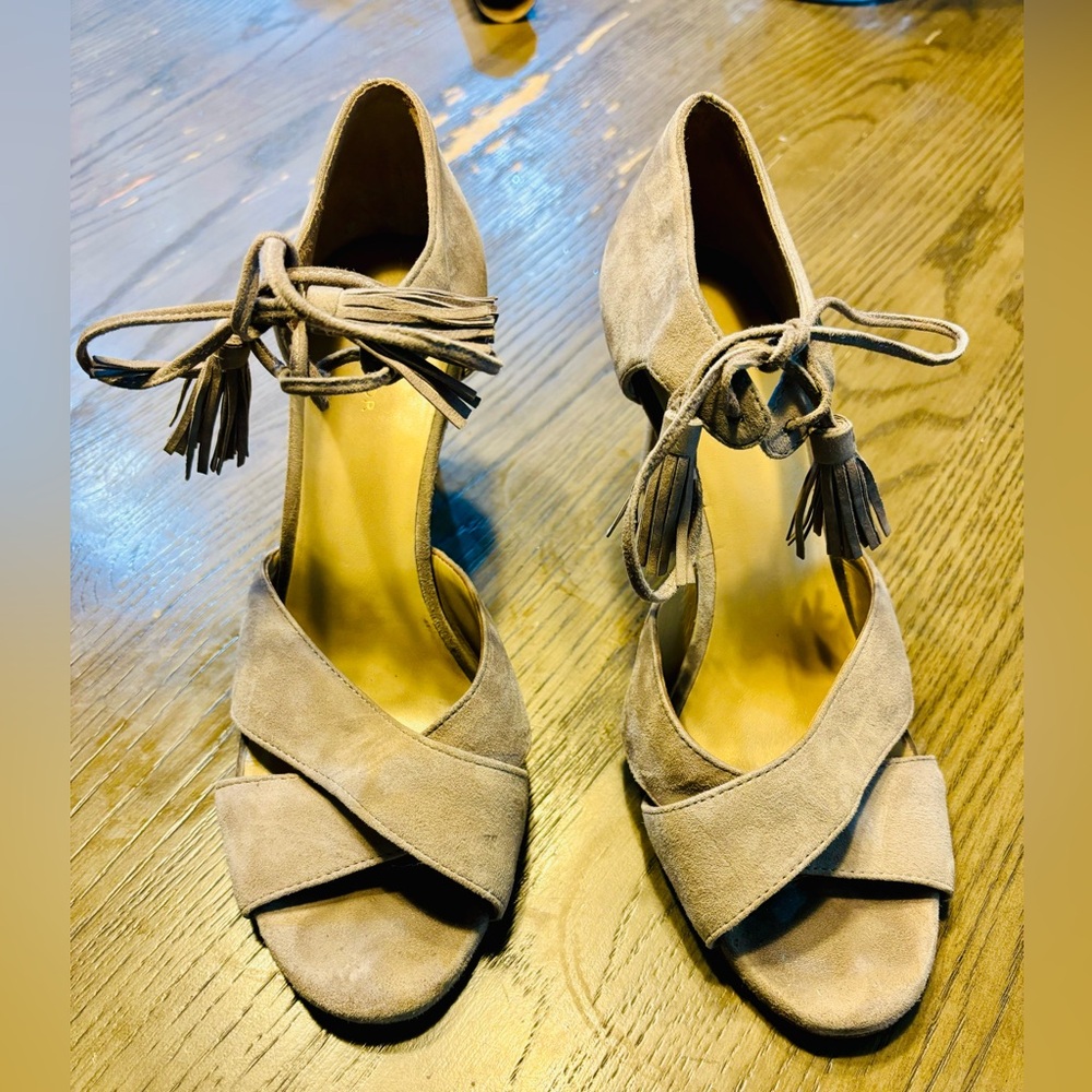 Ann Taylor suede ankle tie heels